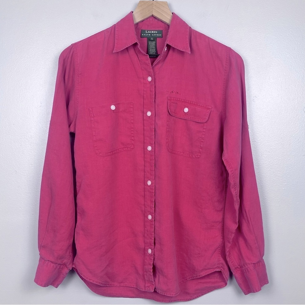 Lauren Ralph Lauren Women's 100% Linen Blouse Size S Beach, Travel, Quiet Luxury